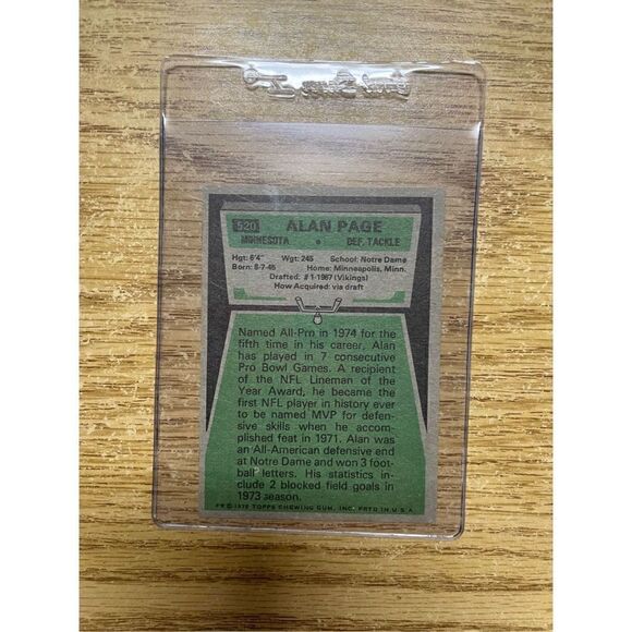 1975 topps Alan page #520 in good condition/grade - Picture 3 of 3